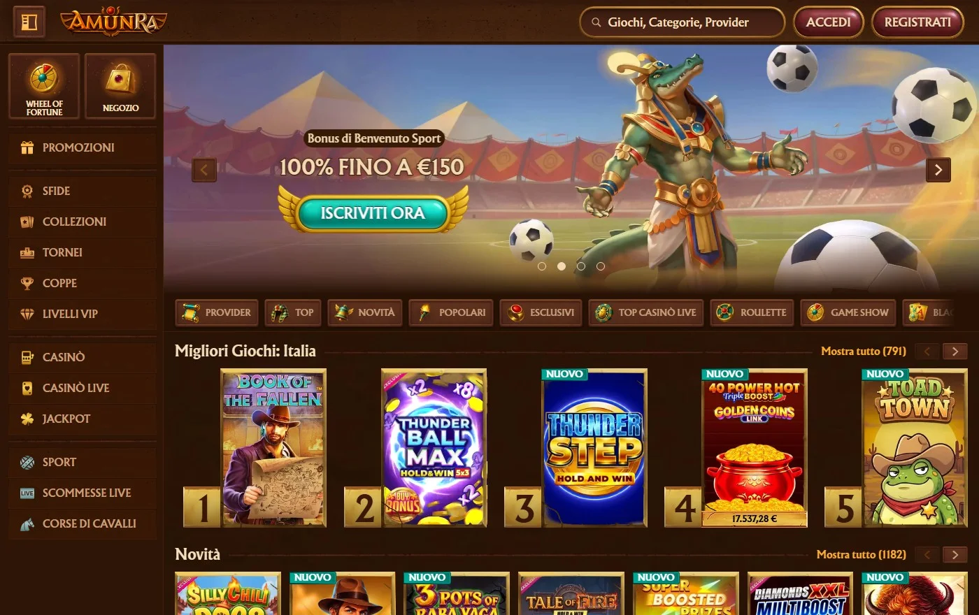 casino epay: la homepage del casinò AmunRa